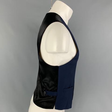 SANDRO Size 44 Navy Wool Mohair Buttoned Vest