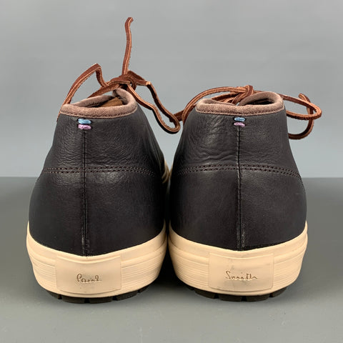 PAUL SMITH JEANS Size 10 Charcoal Beige Solid Leather Lace Up Sneakers