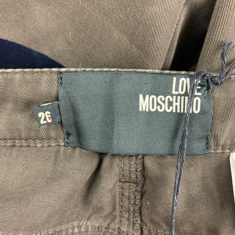 LOVE MOSCHINO Size 26 Brown Cotton Flat Front Casual Pants