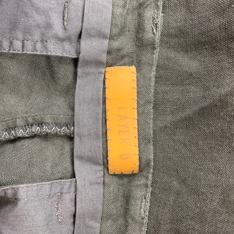 LAYER-O Taille 34 Pantalon décontracté en lin froissé gris à entrejambe tombant