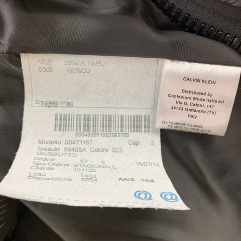 CALVIN KLEIN COLLECTION Size 38 Slate Quilted Polyamide Blend Jacket