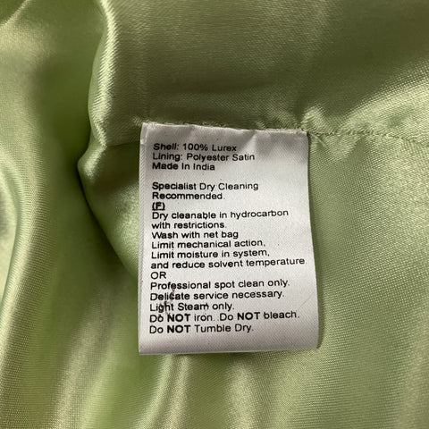 RACHEL GILBERT Talla 2 Vestido metálico de lúrex verde claro y plateado