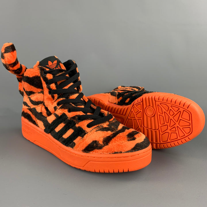 JEREMY SCOTT x ADIDAS Talla 9 Zapatillas altas con estampado de tigre naranja y negro