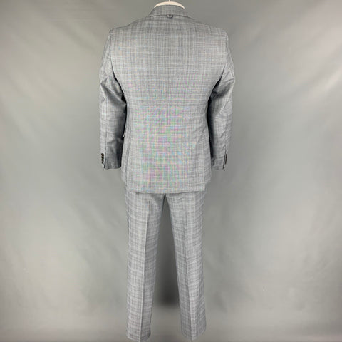 BLACK FLEECE Size 40 Grey Plaid Wool Notch Lapel Suit