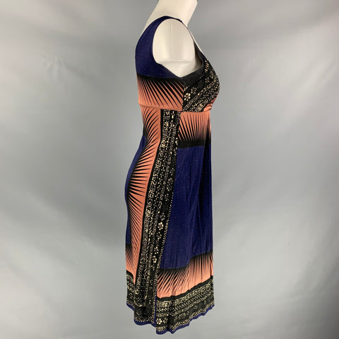 PHILOSOPHY di ALBERTA FERRETTI Size 2 Navy Brick Rayon Abstract Dress