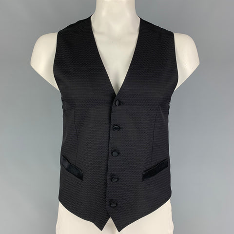 DOLCE &amp; GABBANA Talla 42 Chaleco con botones en mezcla de lana jacquard negro