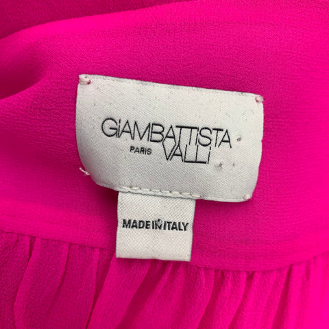 GIAMBATTISTA VALLI Size L Pink Silk See Through Bow Blouse