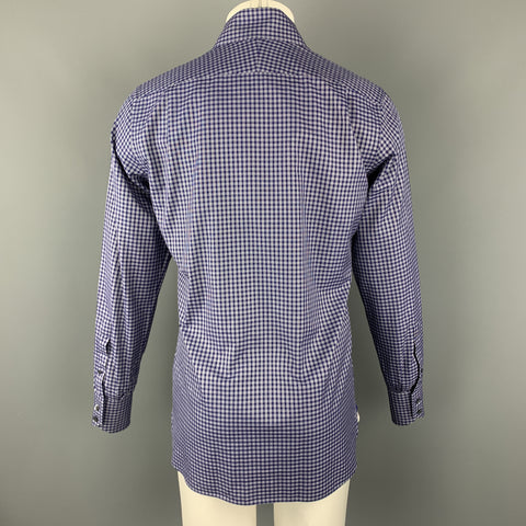 TOM FORD Size S Navy & White Plaid Cotton Button Up Long Sleeve Shirt