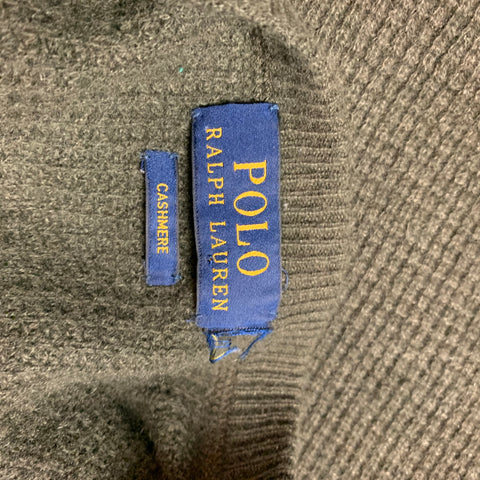 POLO by RALPH LAUREN Size L Olive Waffle Knit Cashmere Crew-Neck Pullover