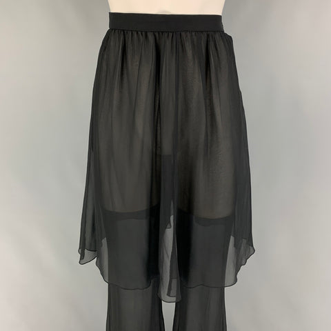 KARL LAGERFELD Size 6 Black Silk Overlay Dress Pants