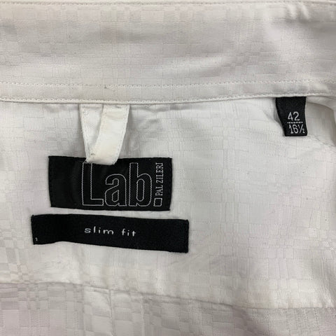 LAB by PAL ZILERI Size L White Damask Cotton Button Down Long Sleeve Shirt