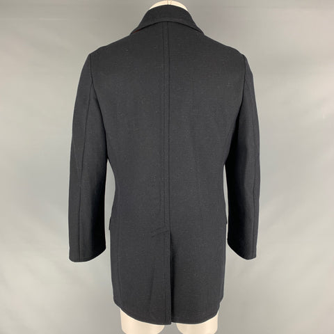 CALVIN KLEIN Chest Size 40 Size 40 Navy Solid Polyester / Wool Peacoat Coat