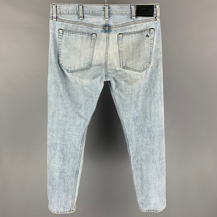 RAG & BONE Archive Size 33 Light Blue Washed Cotton Straight Slim Jeans