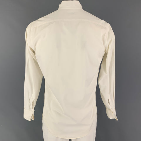 CHRISTIAN DIOR Size L Off White Pleated Cotton Tuxedo Long Sleeve Shirt