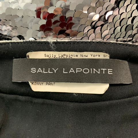 SALLY LAPOINTE Taille M Pantalon habillé à paillettes argentées