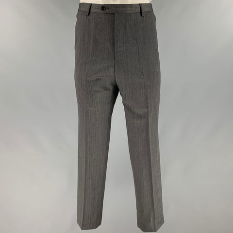 PAUL SMITH Size 42 Charcoal Herringbone Wool Notch Lapel Suit