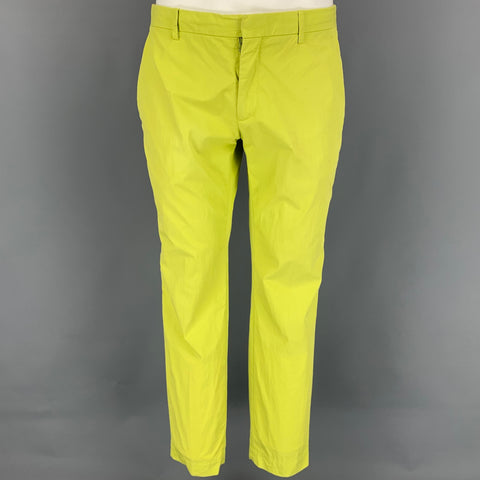 VIKTOR & ROLF Size 38 Lime Green Wrinkled Cotton / Polyamide Notch Lapel Suit
