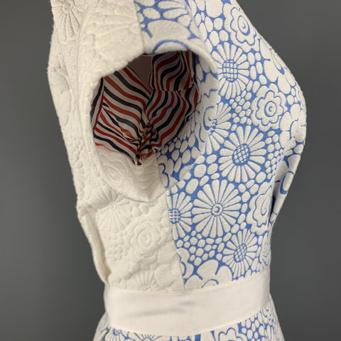 THOM BROWNE Printemps 2013 Taille 2 Robe à fleurs blanche et bleue