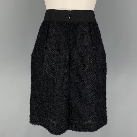 VALENTINO Talla 8 Falda plisada de mezcla de mohair negra