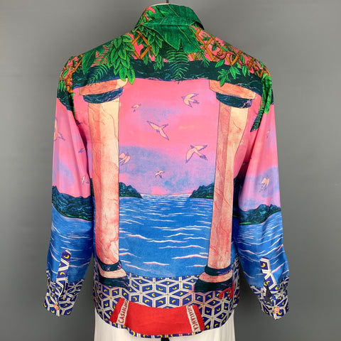 CASABLANCA Size L Multi-Color Print Silk Button Up Long Sleeve Shirt