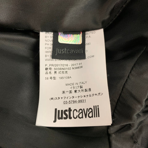 JUST CAVALLI Size 44 Grey & Black Snake Print Cotton Blend Sport Coat