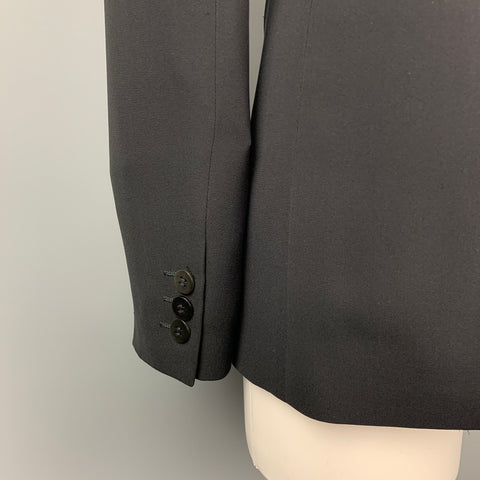 GIORGIO ARMANI Taille 6 Veste boutonnée sans col en soie noire