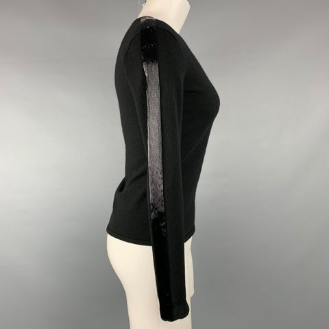 RALPH LAUREN Black Label Taille S Pull à paillettes en cachemire tricoté noir