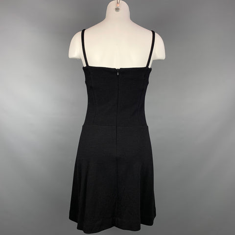 ISABELLA TONCHI Size 4 Black Velour Pleated A-line Dress
