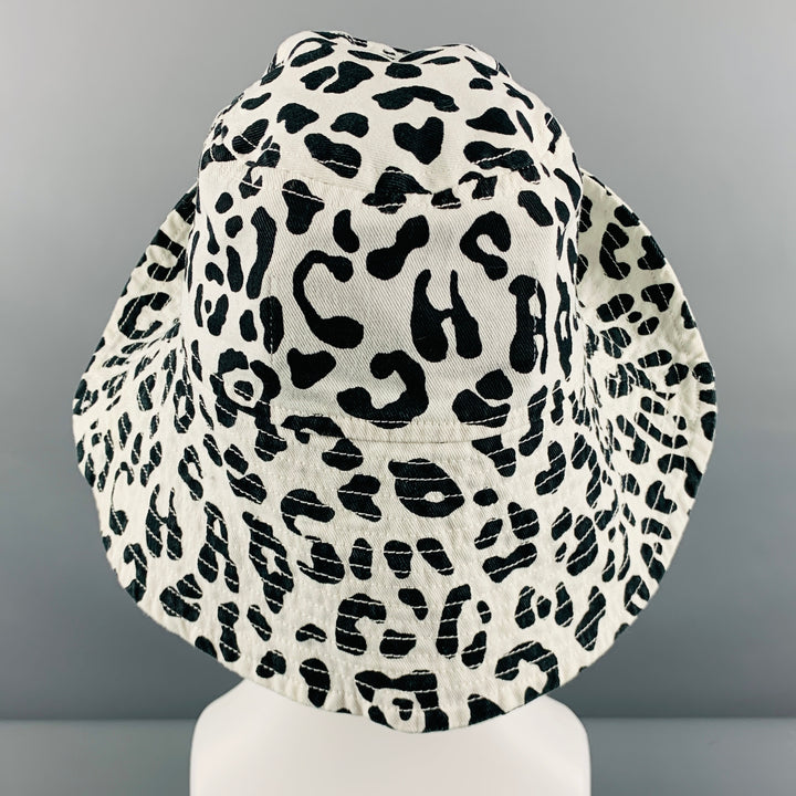 VYNER Size S Black White Animal Print Cotton Canvas Bucket Hat