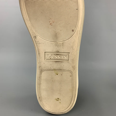 LANVIN Size 11 Olive Suede Patent Leather Cap Toe Sneakers