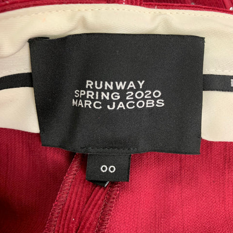MARC JACOBS RUNWAY Primavera 2020 Talla 00 Pantalón de vestir pernera ancha de pana de lúrex algodón burdeos Crystal
