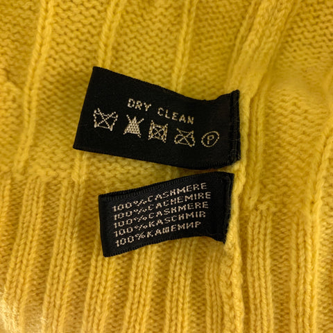 RALPH LAUREN BLACK LABEL Cashmere Cable Knit Size S Yellow Pullover
