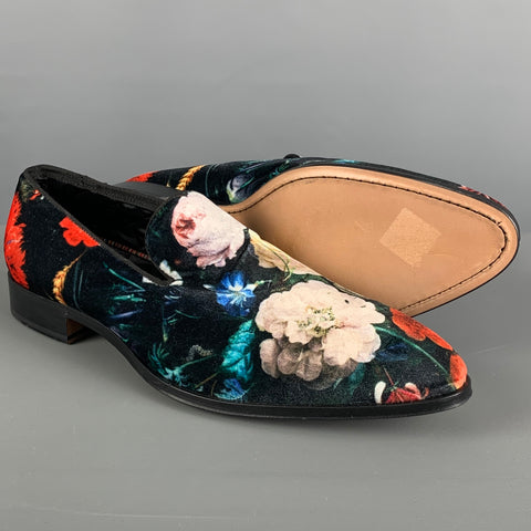 PAUL SMITH Size 10 Multi-Color Floral Velvet Loafers