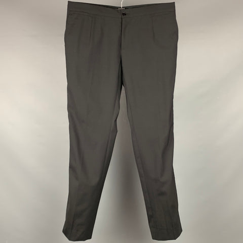 DOLCE & GABBANA Size 34 Black Wool Blend Tuxedo Dress Pants