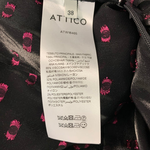 ATTICO Size 2 Black Raspberry Viscose Blend Dots Strapless Dress