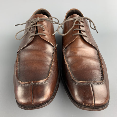 PRADA Size 10 Brown Antique Leather Split Toe Lace Up Shoes