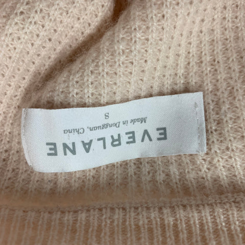 EVERLANE Size S Peach Waffle Knit Cashmere Crew-Neck Pullover