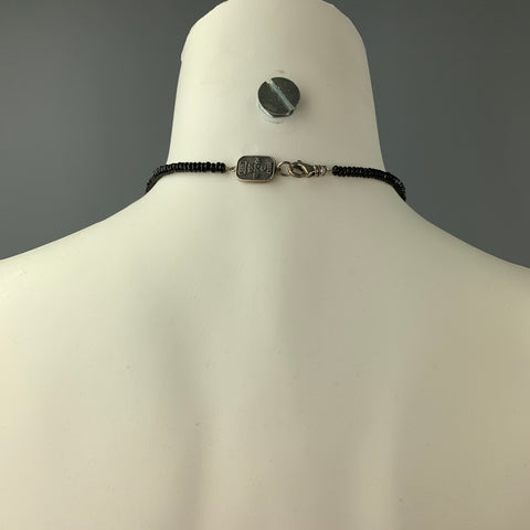 KING BABY Black Bead Sterling Silver Dagger Cross Necklace