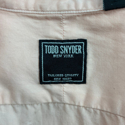 TODD SNYDER Size M Peach Pleated Cotton Nehru Collar Long Sleeve Shirt