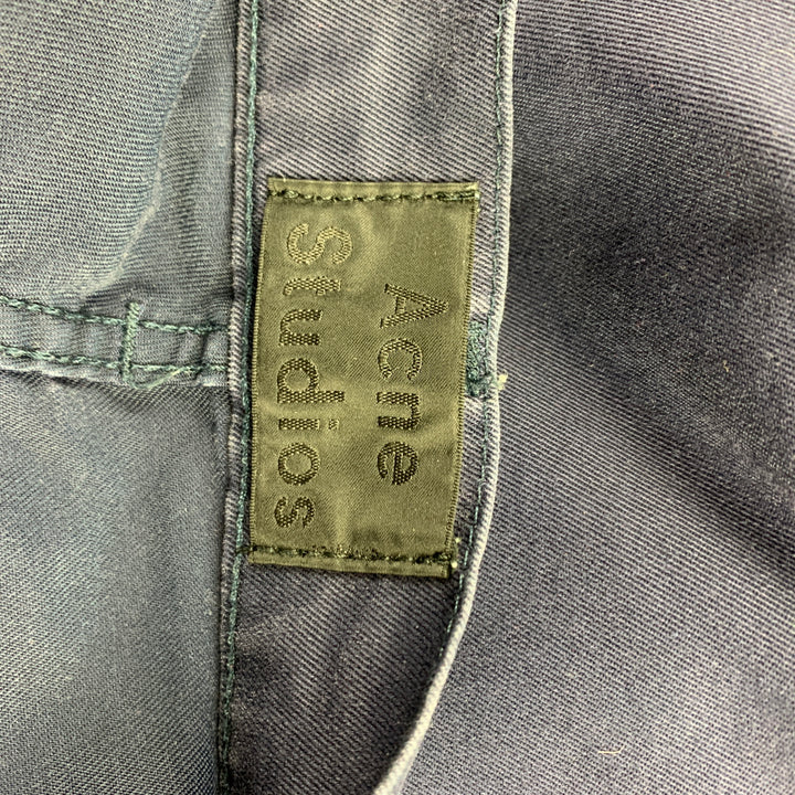 ACNE STUDIOS Size 34 Navy Cotton Blend Zip Casual Pants