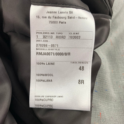 LANVIN Size 38 Regular Light Grey Heather Wool Notch Lapel Sport Coat