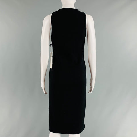 BOTTEGA VENETA Taille S Robe mi-mollet côtelée en coton noir
