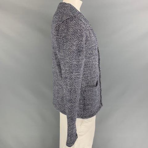 TS (S) Taille L Cardigan boutonné en laine tricotée marine et gris
