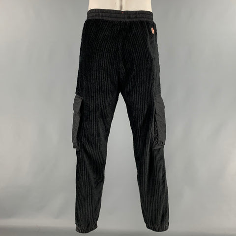 MONCLER Size L Black Corduroy Polyester Elastane Sweatpants Casual Pants