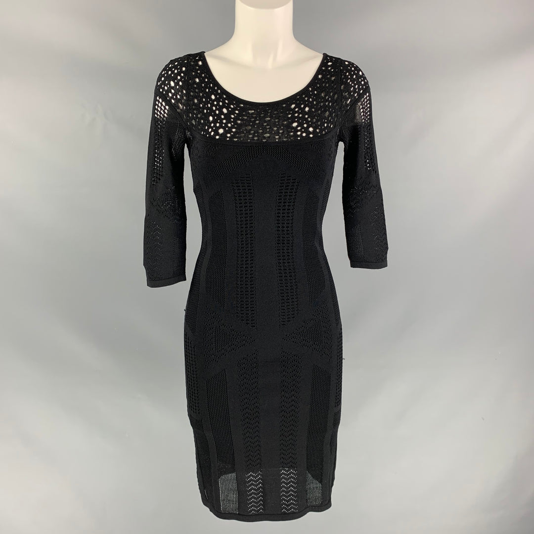 CATHERINE MALANDRINO Size S Black Viscose Blend Textured Dress