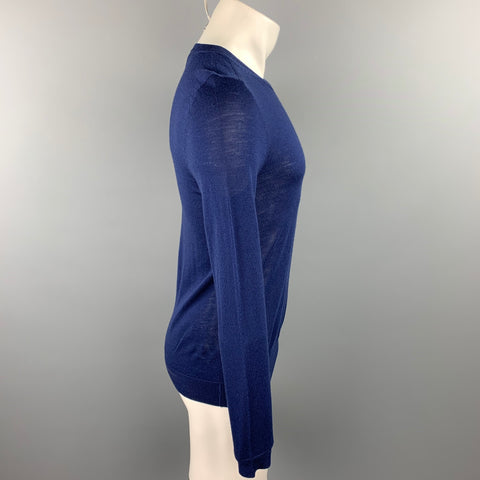 SANDRO Size S Navy Merino Wool Crew-Neck Pullover