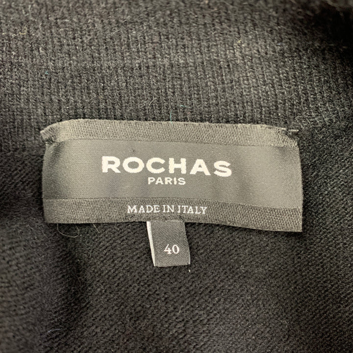 ROCHAS Size 4 Black Wool Buttoned Polo Shirt