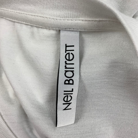 NEIL BARRETT Size M White Black Lighting Bolt Sleeveless T-shirt