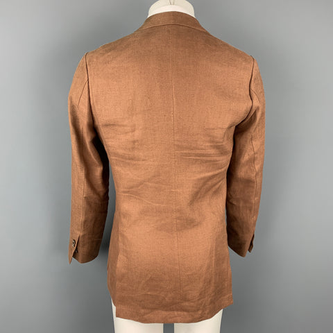 BELLORA Havana Size 38 Brown Linen Notch Lapel Sport Coat
