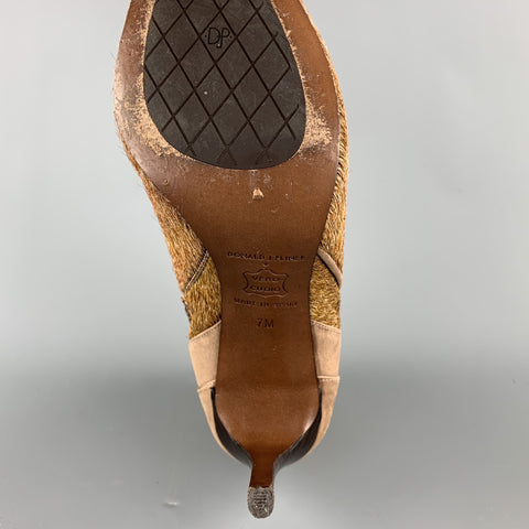 DONALD J PLINER Talla 7 Botines de cuero color canela